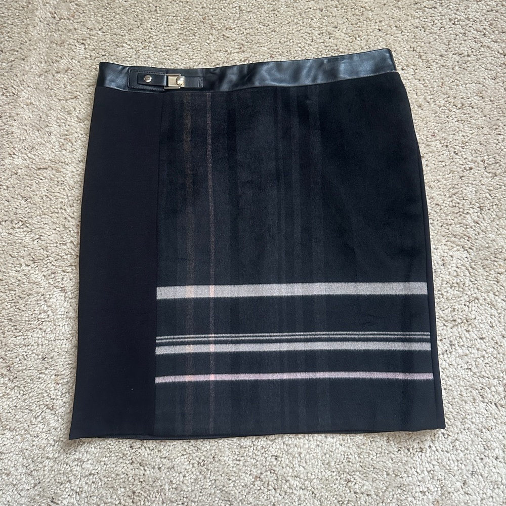 Flannel Panel Skirt w/ Faux Leather Trim size 8 (157)